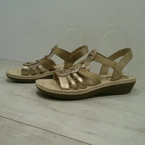 Cliffs White Mountain Camryn Metallic Gold Embellished Comfort Sandals Size 9.5 - Picture 8 of 11